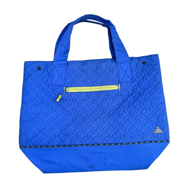 prAna Quilted Nylon Tote Bag Blue Large Travel Shoulder Bag Weekender 21x16 - Picture 11 of 14